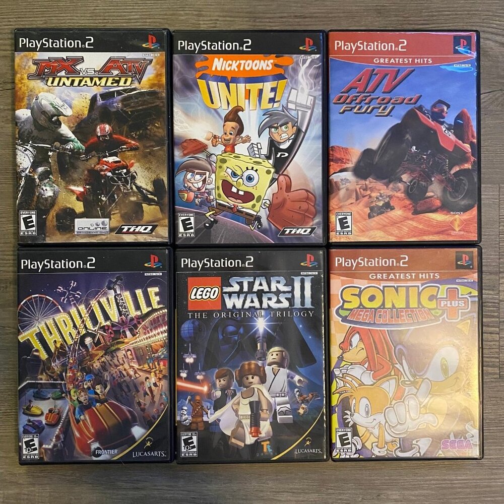 PlayStation 2 Video Game Lot of 6 - Lego Star Wars II Sonic Mega Collection Etc